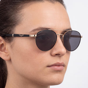 Police SPL-891 Aviator Sunglasses Unisex — side view, Non-Polarized Grey lens