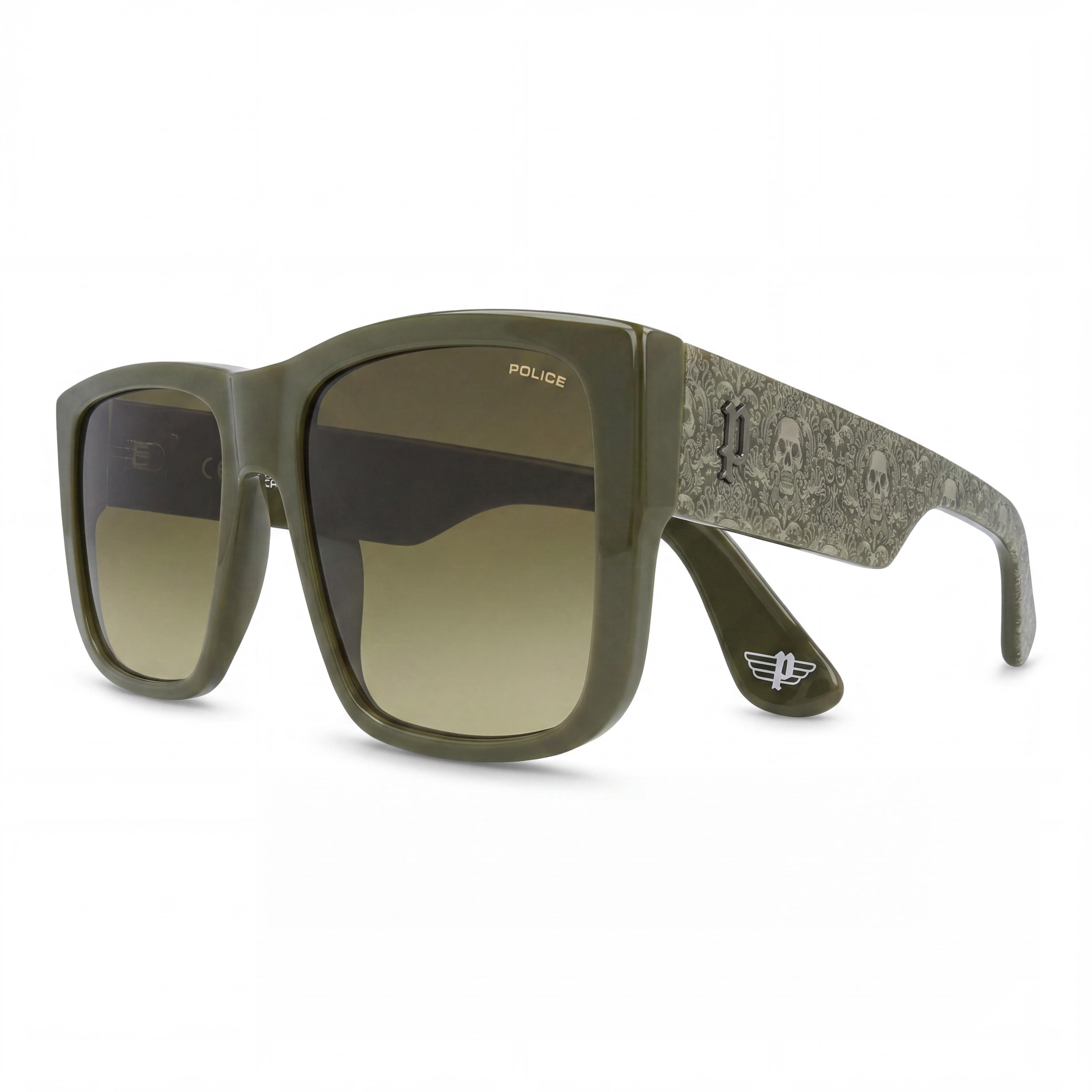 Police SPLL13 Olive Green Rectangle Gradient Sunglasses for Men, 55mm, Photo 1