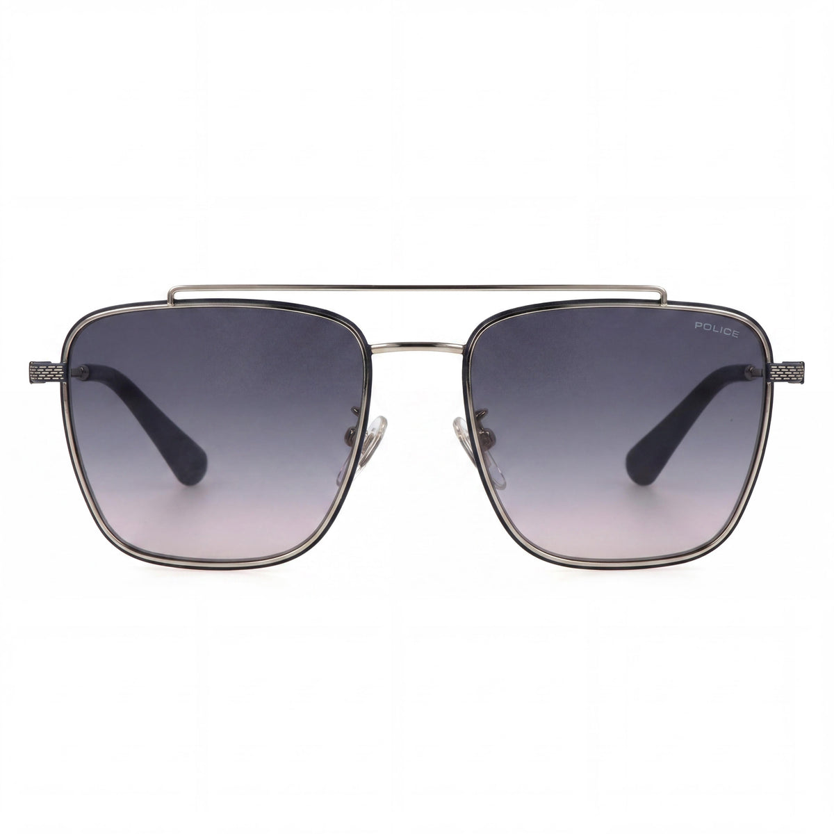 Gafas de Sol para Hombre Police Spln38 con Montura Metálica, Brillante Paladio, Lentes con Degradado Ahumado, Protección UV, No Polarizadas, 56mm, Photo 2