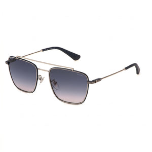 Police Spln38 Black Aviator Sunglasses for Men, Smoke gradient lens