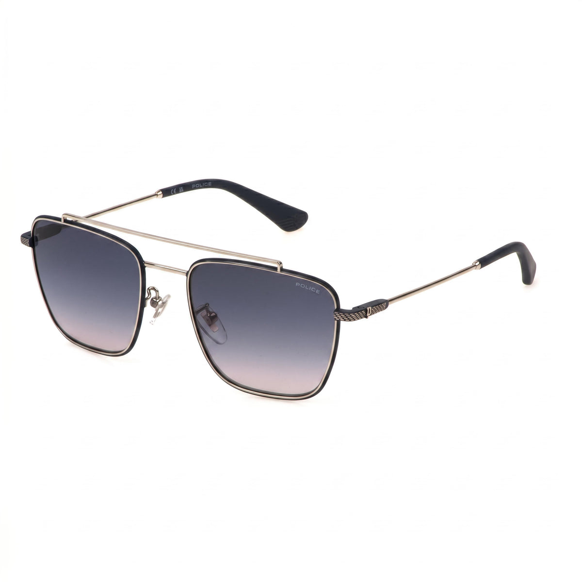 Gafas de Sol para Hombre Police Spln38 con Montura Metálica, Brillante Paladio, Lentes con Degradado Ahumado, Protección UV, No Polarizadas, 56mm, Photo 1