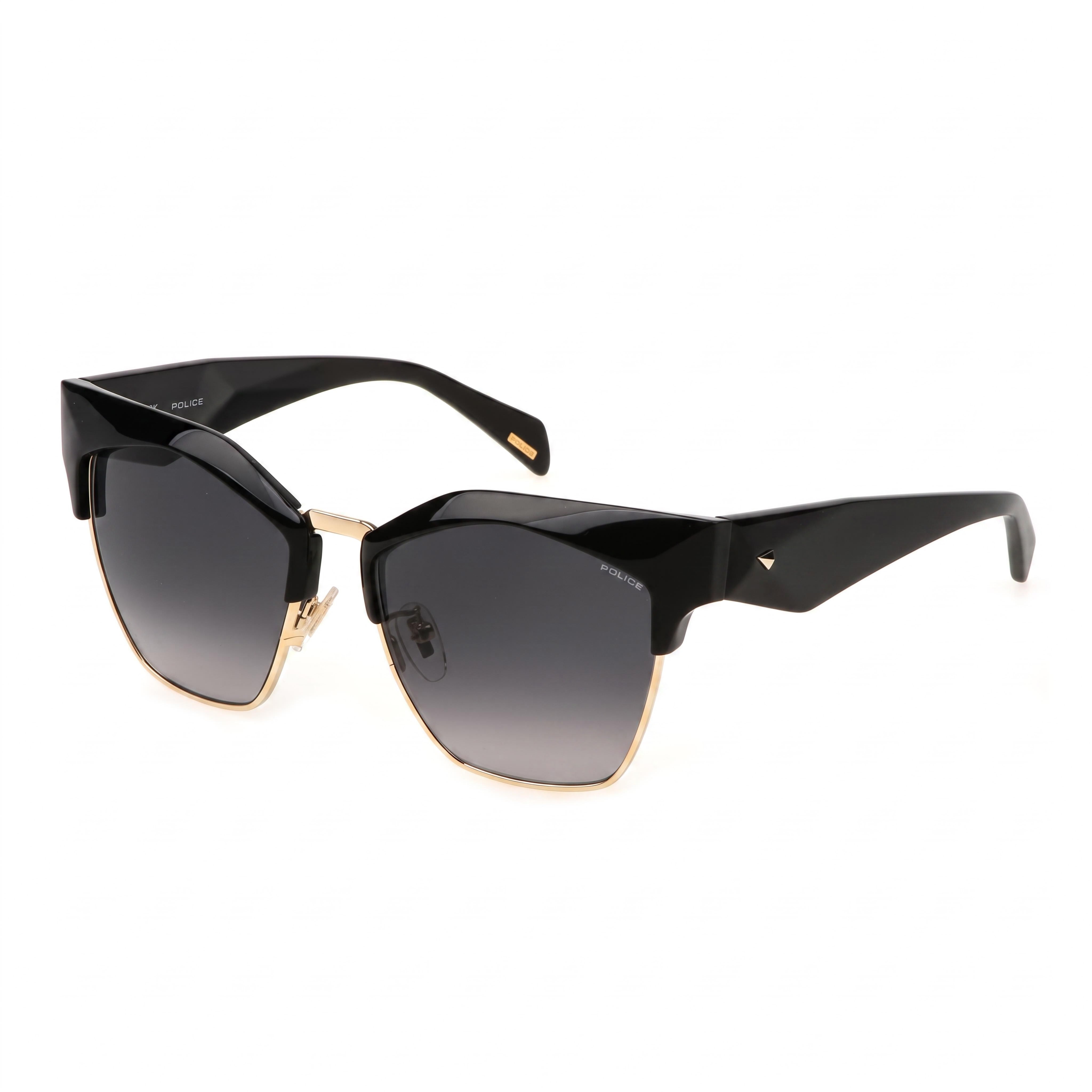 Gafas de sol cuadradas Police Spln59 brillantes negras para mujer, 56 mm, Photo 1