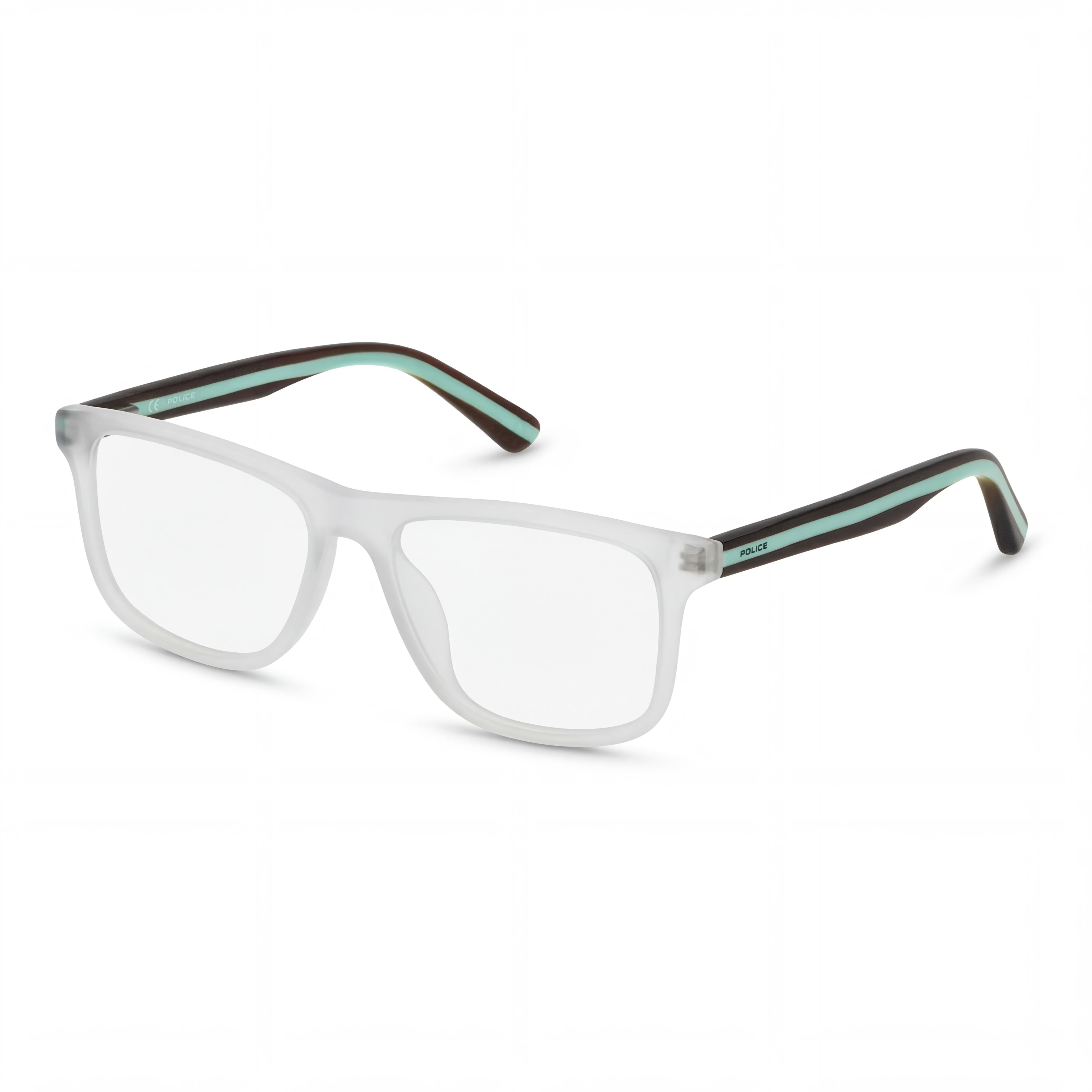 Police Sandblasted Crystal Square Unisex Eyeglasses, 50mm, Photo 1