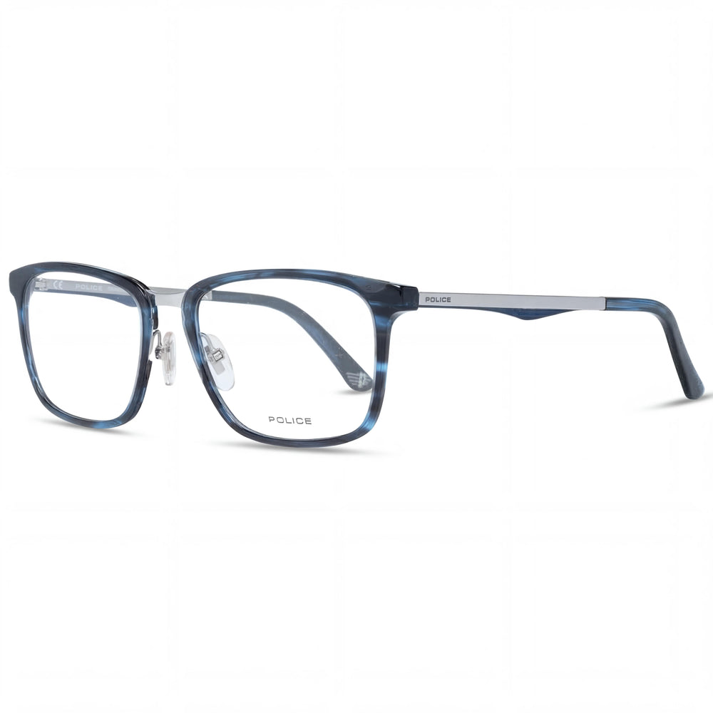 Police VPL-684 Havana Rectangle Eyeglasses Unisex, Acetate and metal frame