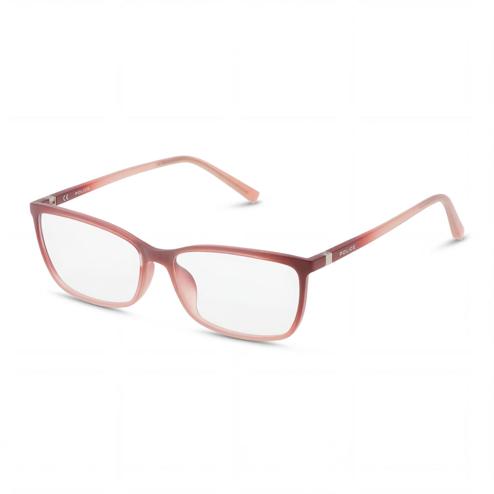 Police VPL196 Pink Rectangle Eyeglasses Unisex, Acetate frame