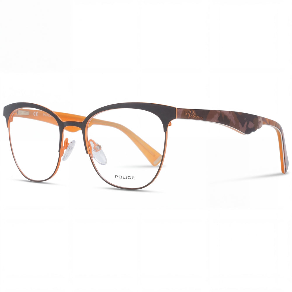 Police VPL417510SCB Brown Rectangle Eyeglasses for Women, Metal frame