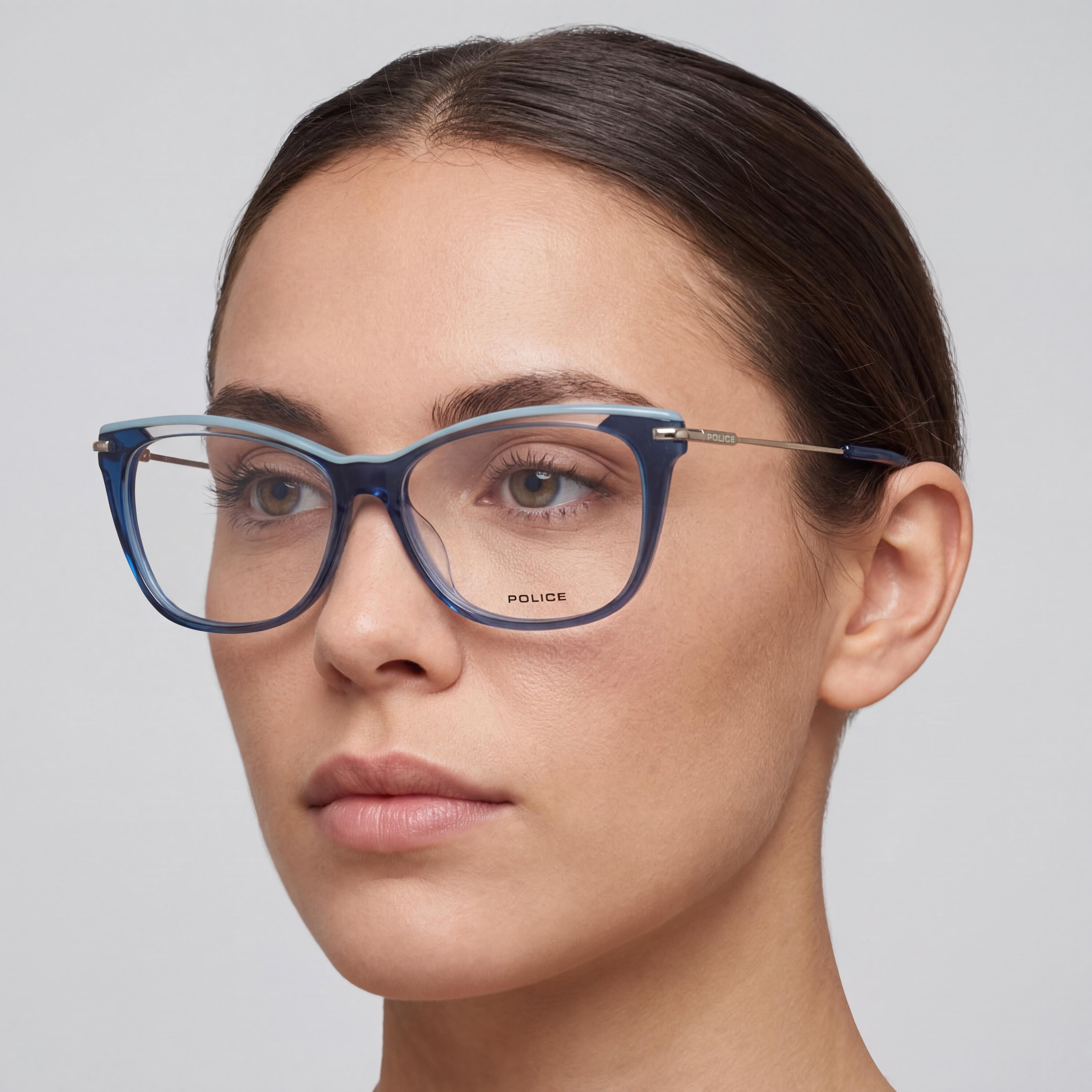 Police VPL506E Blue Rectangle Eyeglasses for Women, 53mm, Photo 4