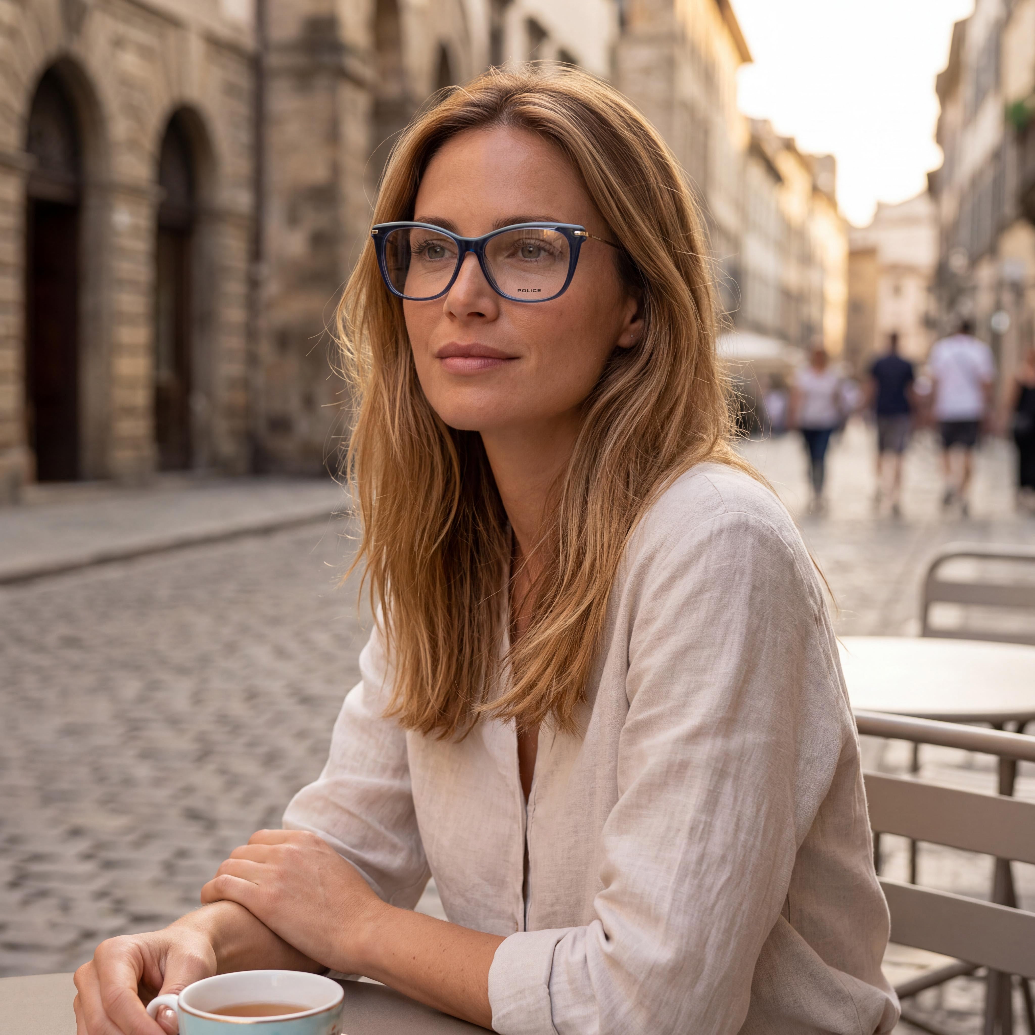 Police VPL506E Blue Rectangle Eyeglasses for Women, 53mm, Photo 5