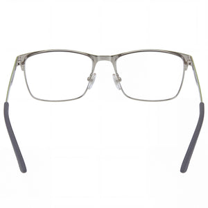 Police VPL698 Square Eyeglasses Unisex — side view, Silver Metal temples