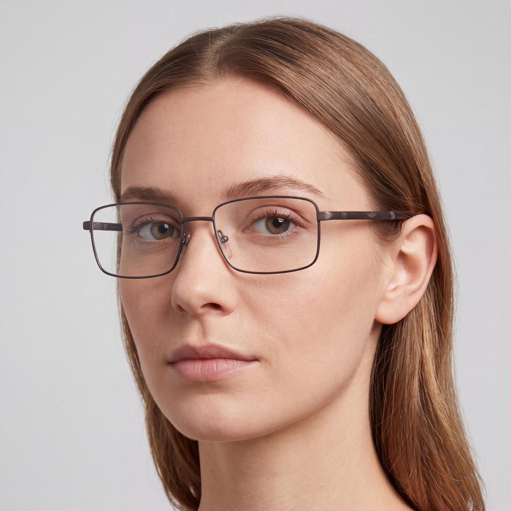Police Vpla49 Rectangle Eyeglasses Women — side view, Brown Not specified temples