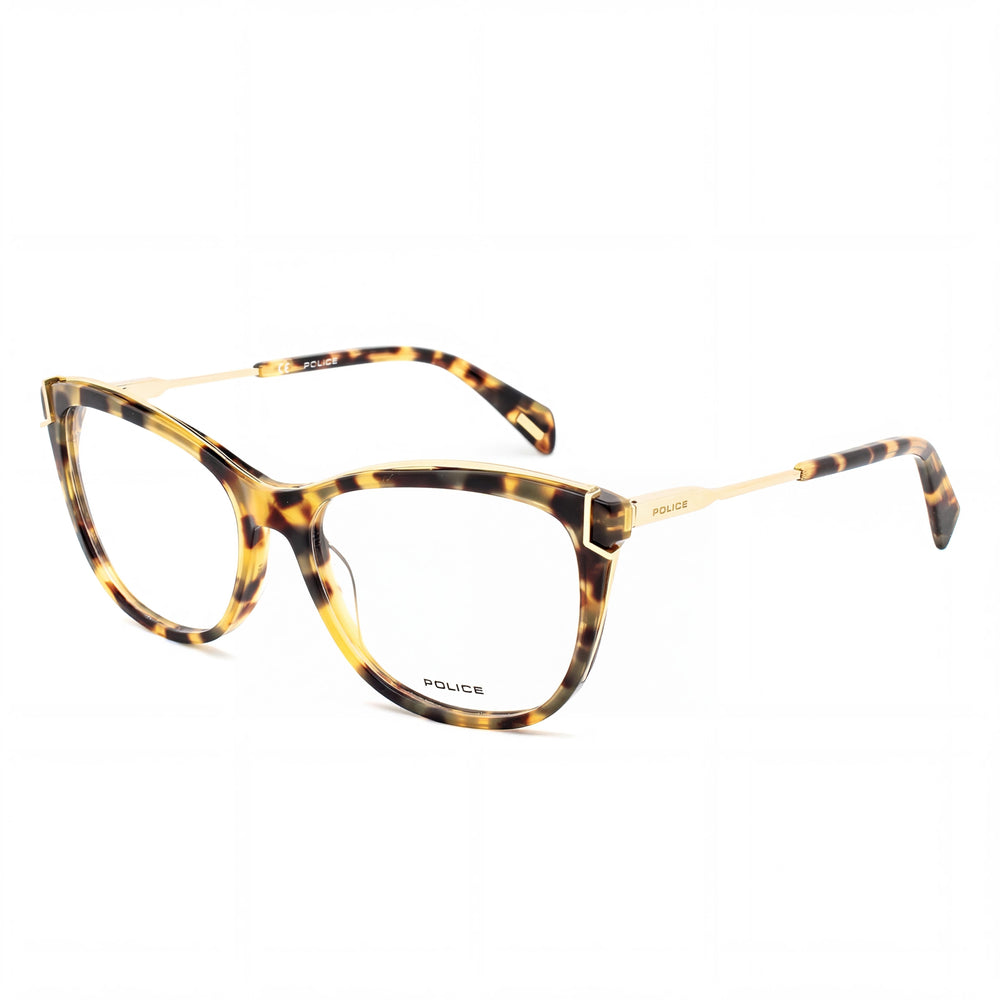 Police VPLA90 Havana Rectangle Eyeglasses for Women, Acetate + metal frame