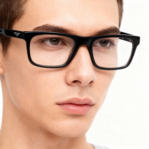 Police VPLE37N Rectangle Eyeglasses Unisex — side view, Black Plastic temples