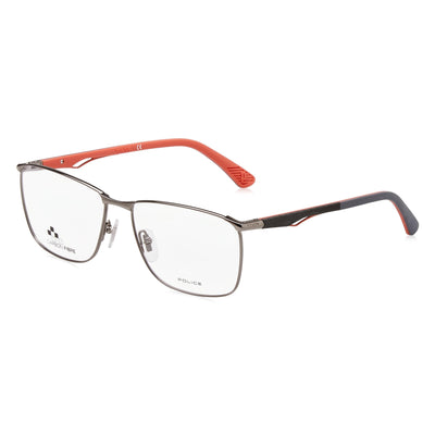 Police VPLF06 Black Rectangle Eyeglasses for Men, Metal frame