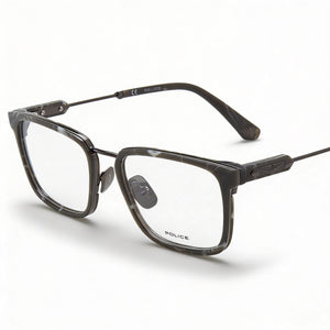 Police VPLF09 Rectangle Eyeglasses for Men — front view, Gray frame