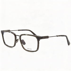 Police VPLF09 Rectangle Eyeglasses Men — side view, Gray temples