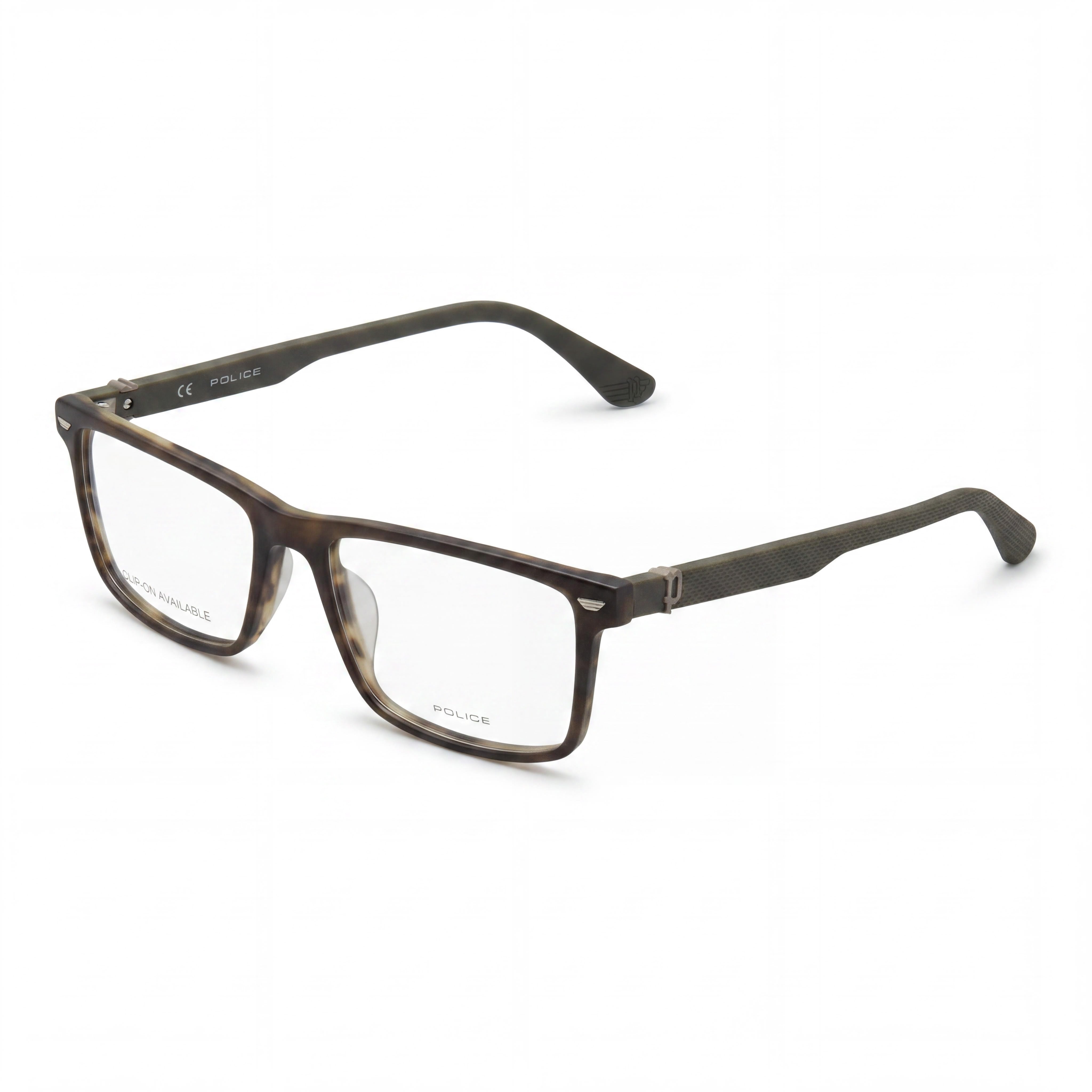 Police VPLF74 Striped Green Rectangle Eyeglasses for Men, Acetate 54mm, Photo 1