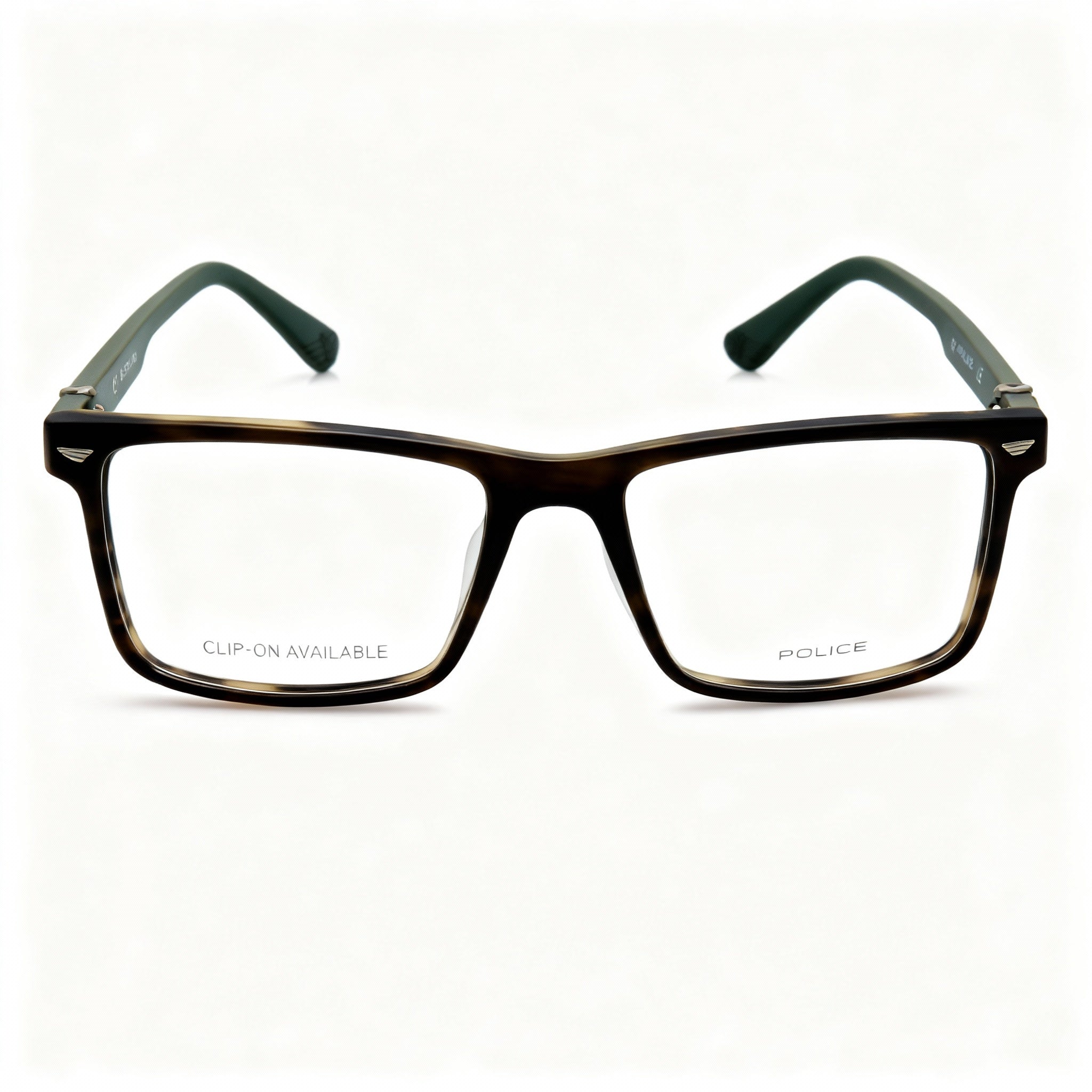 Police VPLF74 Striped Green Rectangle Eyeglasses for Men, Acetate 54mm, Photo 3