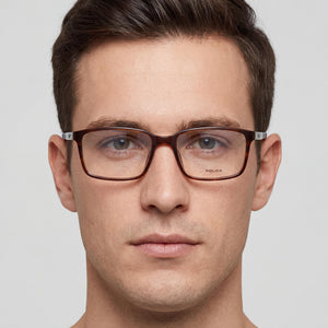 Police VPLF85 Rectangle Eyeglasses for Men — interior view, Polycarbonate demo lenses