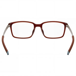 Police VPLF85 Rectangle Eyeglasses Men — side view, Brown Acetate and metal temples