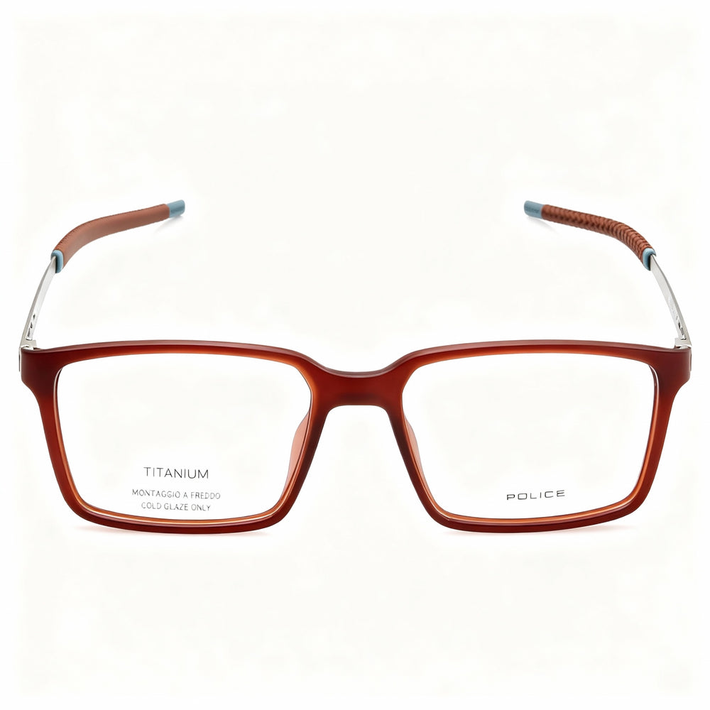 Police VPLF85 Square Eyeglasses for Men — front view, Acetate