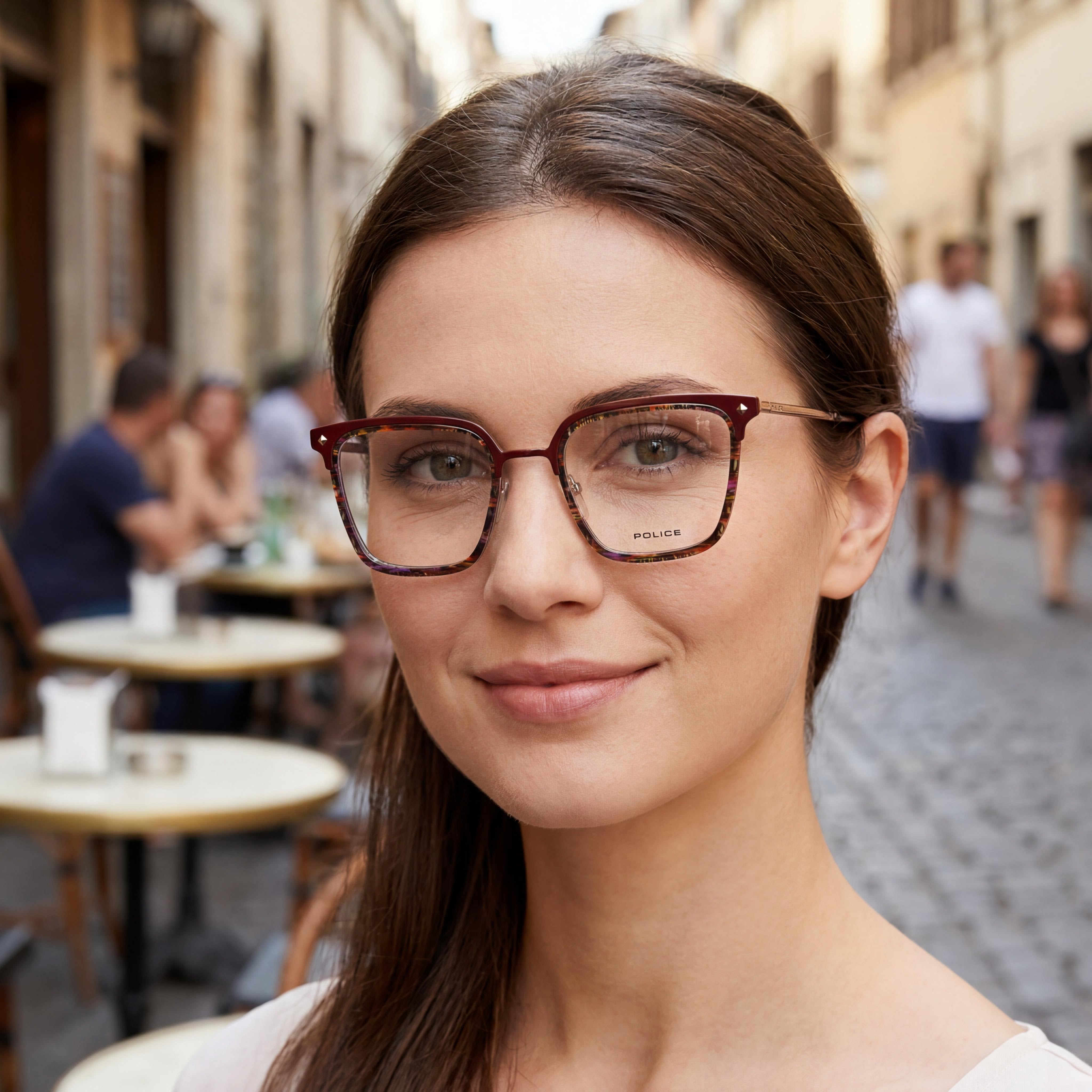 Gafas de Vista Rectangulares Rojas Police VPLG25 Unisex, Acetato 51mm, Photo 4