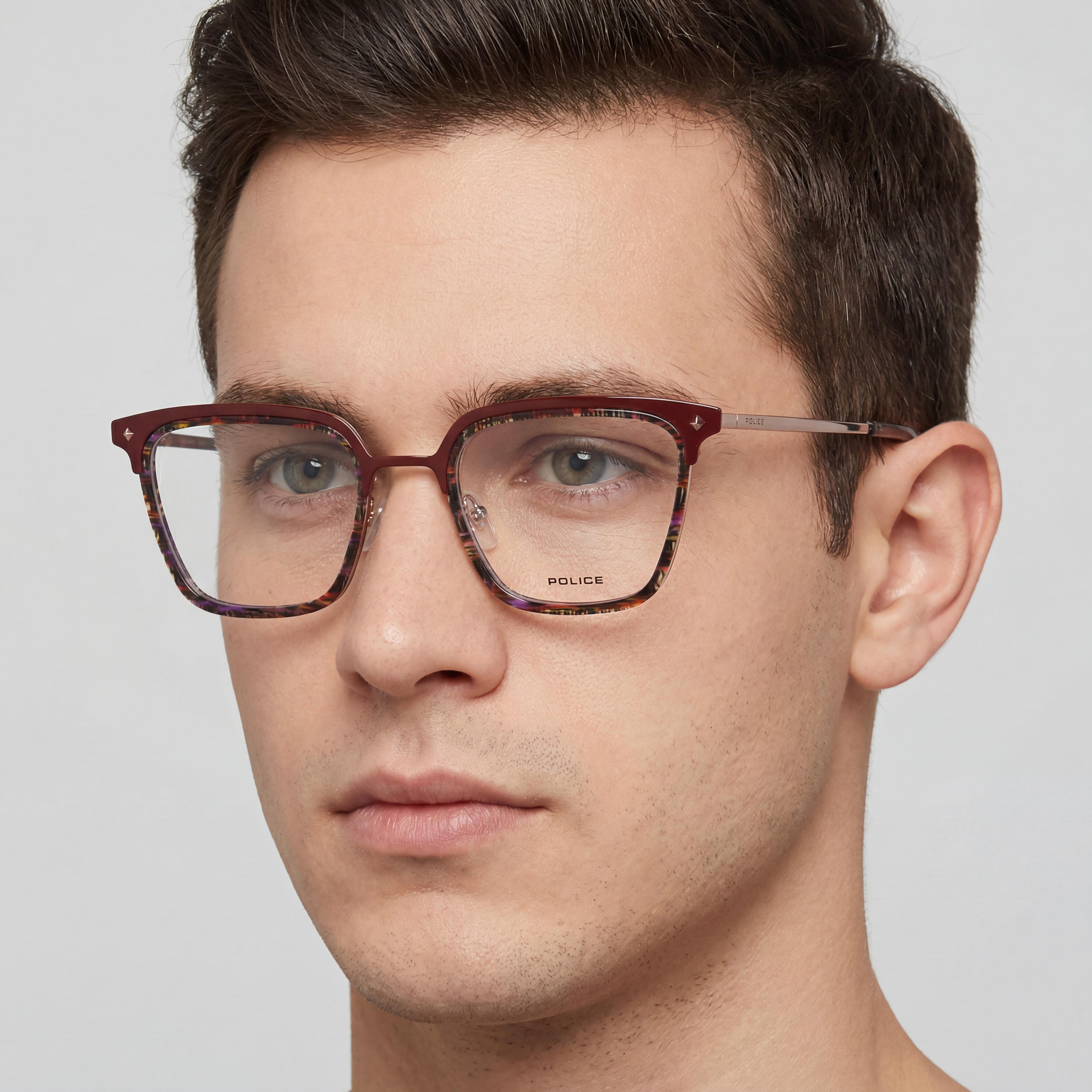 Gafas de Vista Rectangulares Rojas Police VPLG25 Unisex, Acetato 51mm, Photo 3