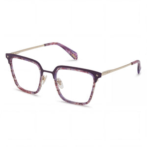 Police VPLG25 Violet Square Eyeglasses Unisex, Acetate frame