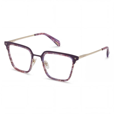 Police VPLG25 Violet Square Eyeglasses Unisex, Acetate frame
