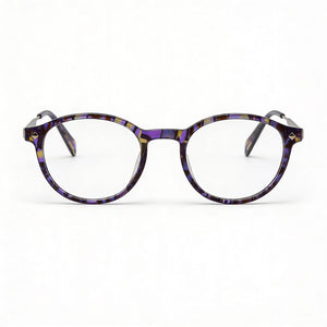Police VPLG27 Round Eyeglasses Unisex — front view, Acetate and metal