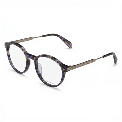 Police VPLG27 Violet Round Eyeglasses Unisex, Acetate frame