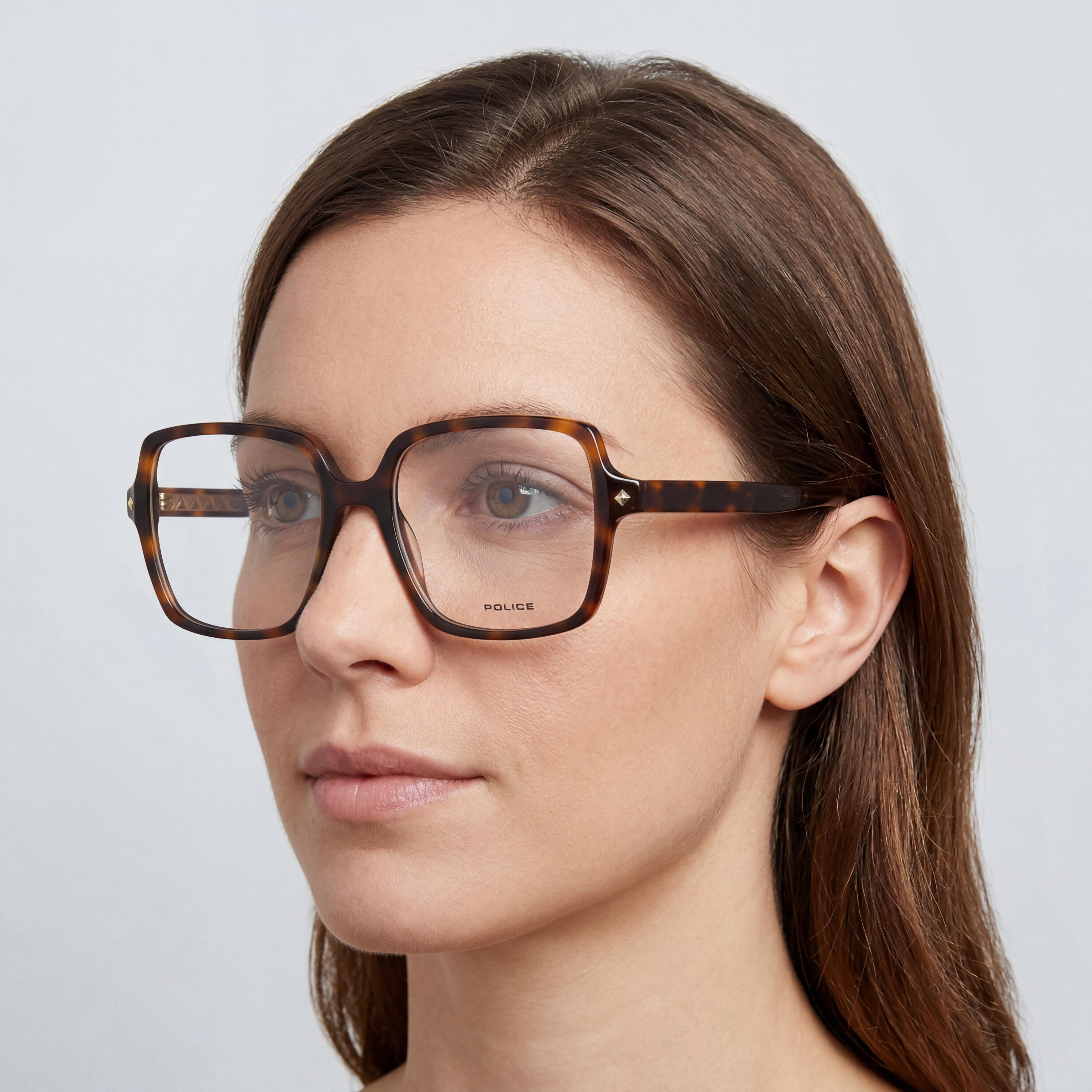 Gafas cuadradas Police VPLG30 Havana para mujer, acetato 54mm, Photo 5