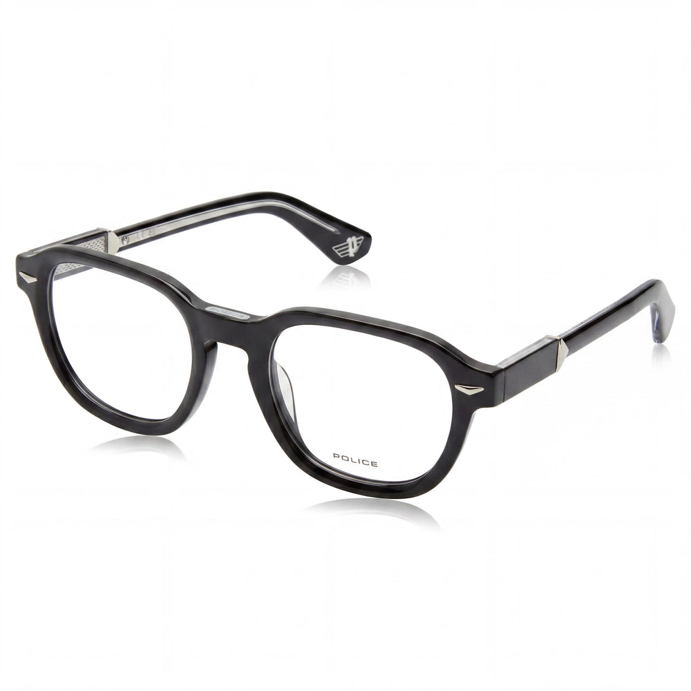 Police VPLG81 Black Square Eyeglasses Unisex, Plastic frame