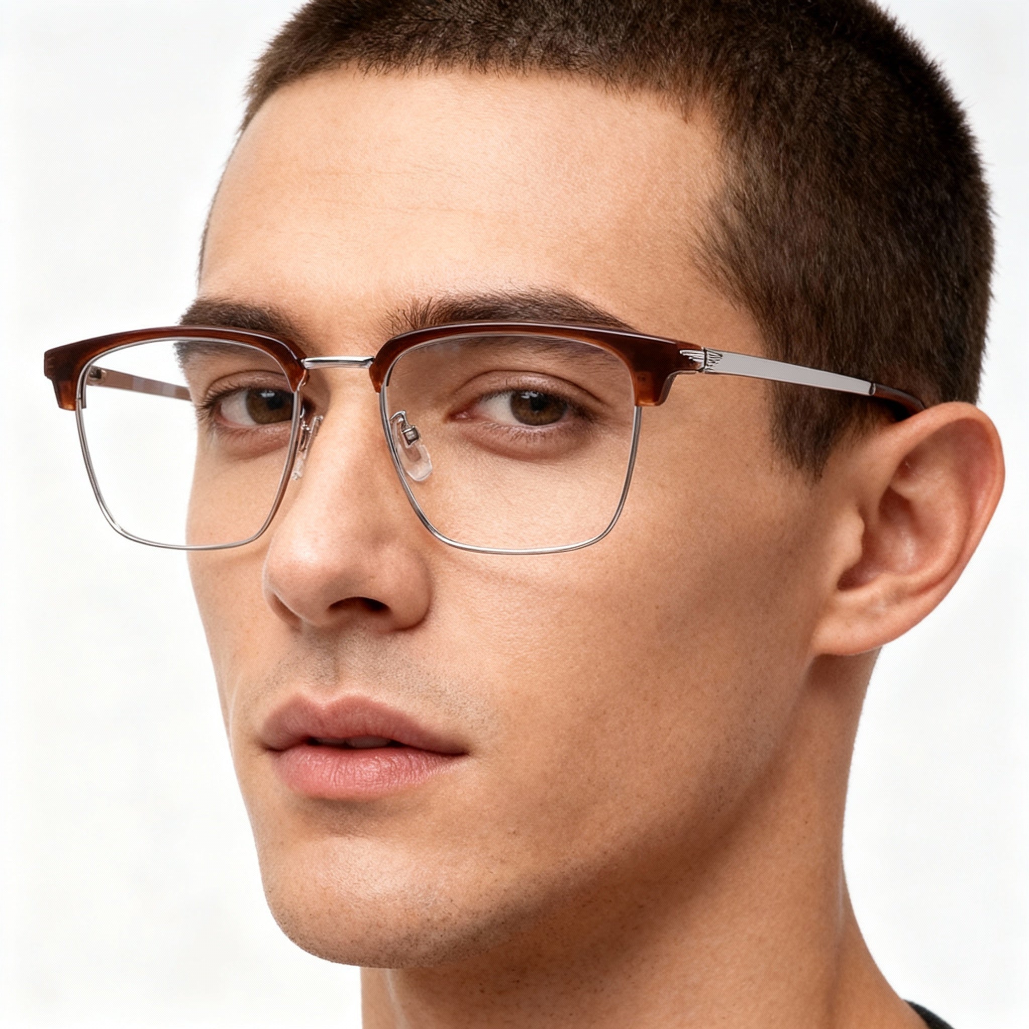 Police Casual Men's Palladium Metal Eyeglass Frames with Clear Non Polarized Lenses, 51mm Lens Width, Photo 4