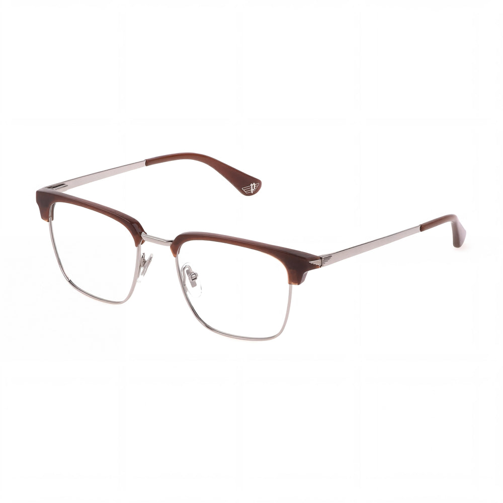 Police VPLL64 Silver Square Eyeglasses for Men, Metal frame