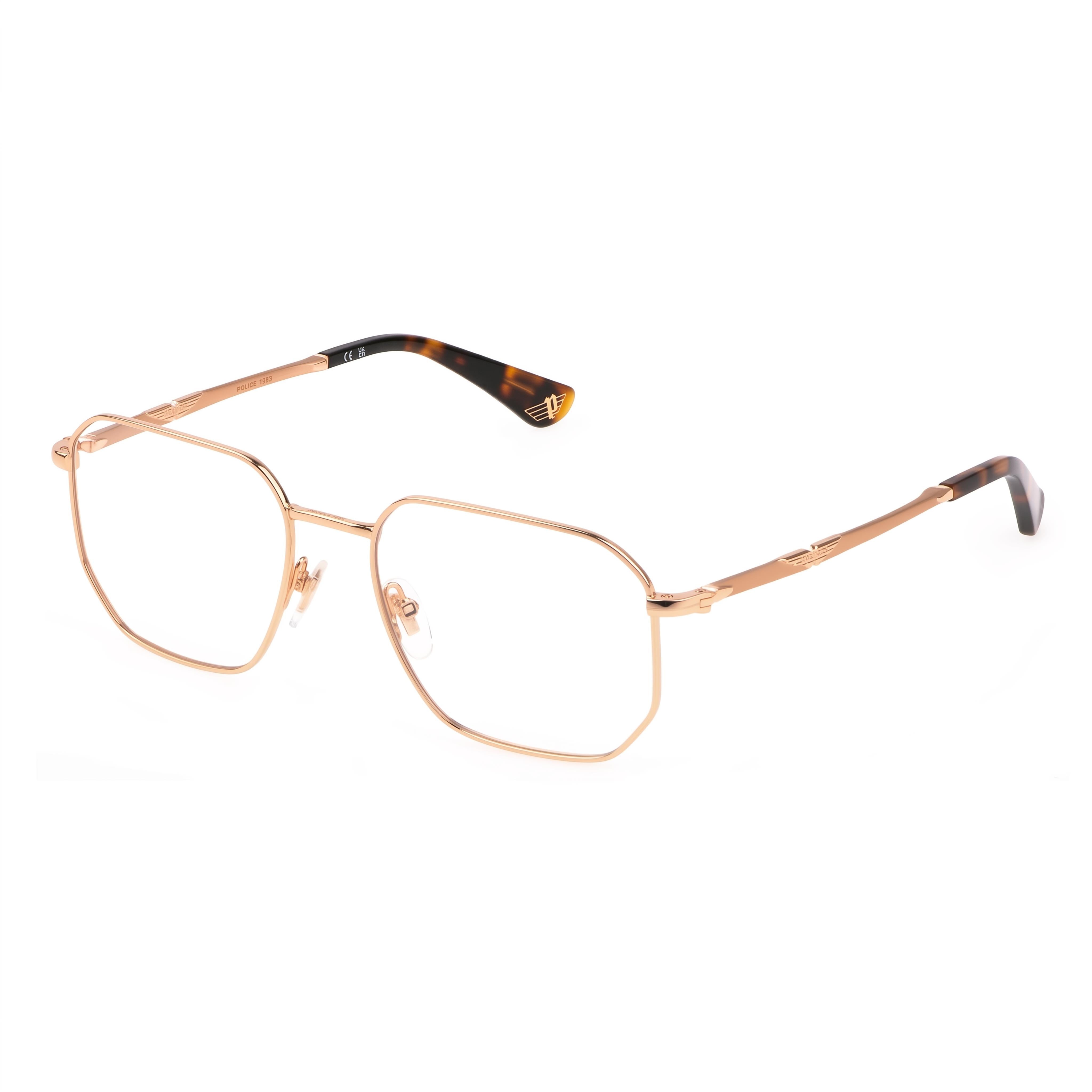 Police VPLL67 Total Rose Square Eyeglasses for Men, Metal 53mm, Photo 1