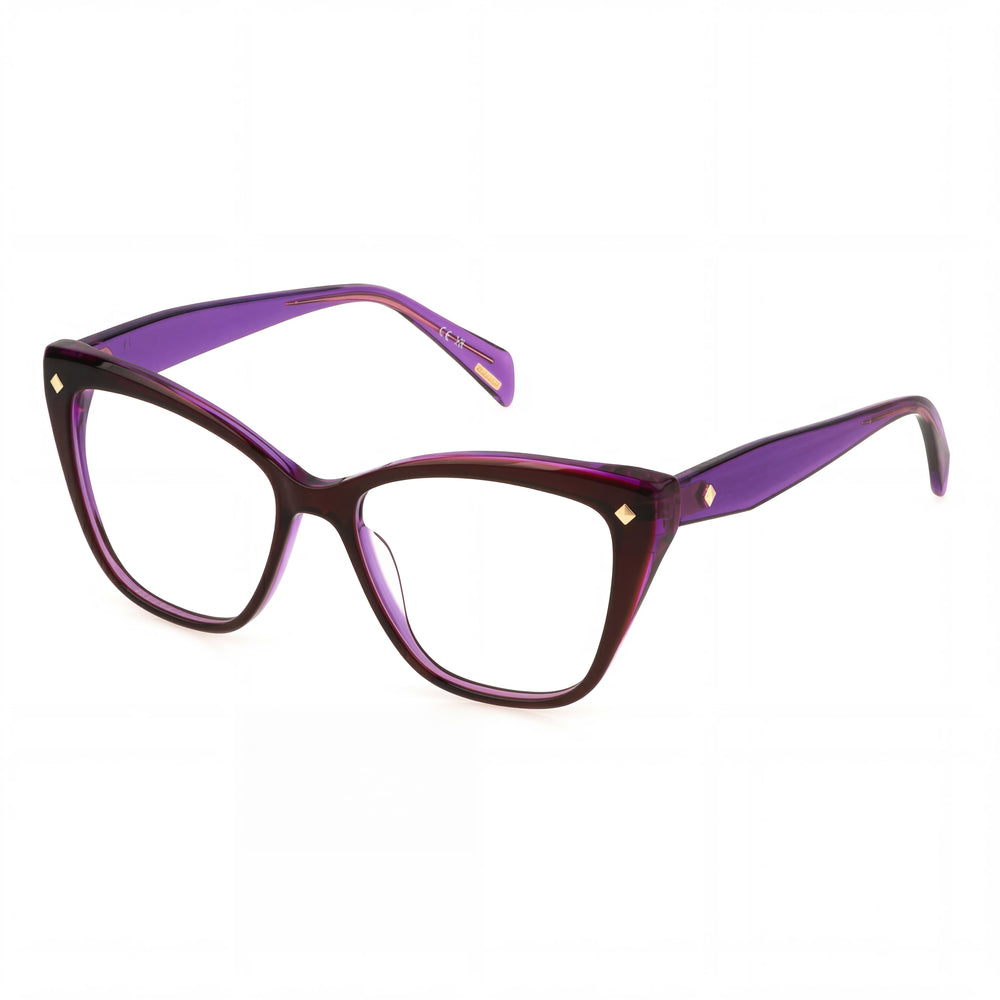 Police VPLM03 Violet Cat Eye Eyeglasses Unisex, Acetate frame