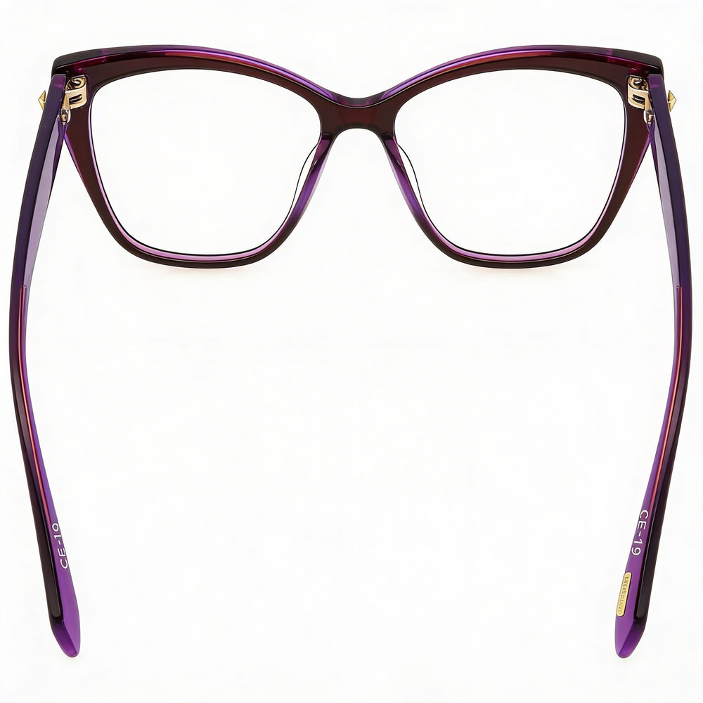 Police VPLM03 Cat Eye Eyeglasses Unisex — side view, Violet Acetate temples