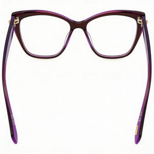 Police VPLM03 Cat Eye Eyeglasses Unisex — side view, Violet Acetate temples