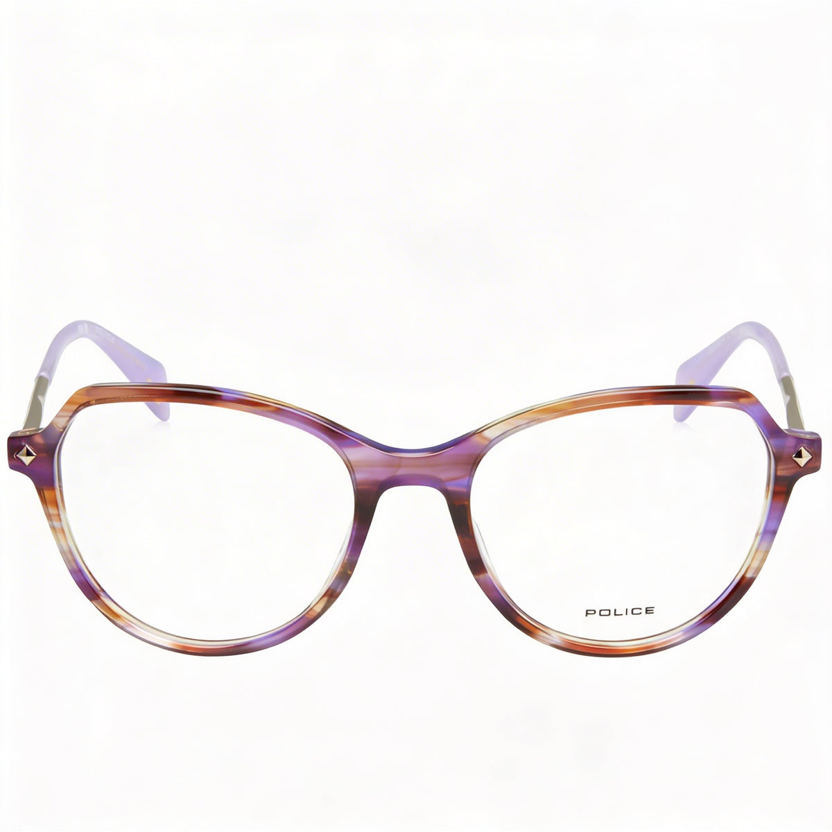 Police VPLM07 Brown Purple Striped Round Eyeglasses for Men, 52mm, Photo 2