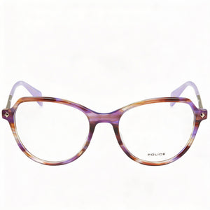 Police VPLM07 Round Eyeglasses for Men — front view, Acetate