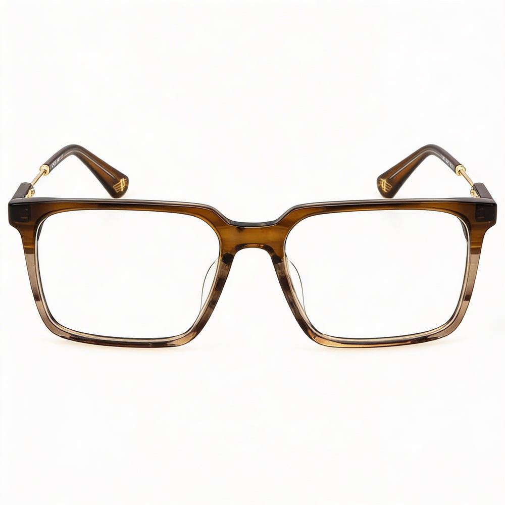Police VPLN28 Rectangle Eyeglasses Unisex — front view, Brown frame
