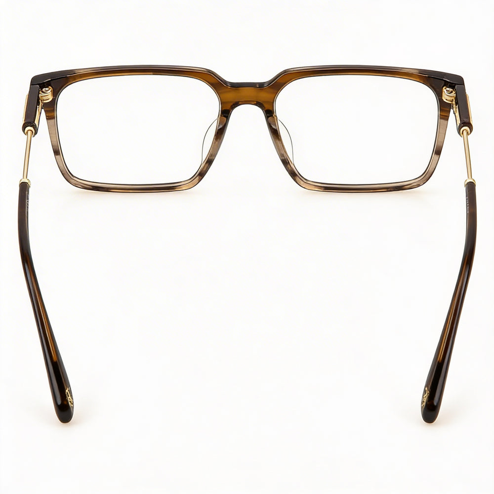 Police VPLN28 Rectangle Eyeglasses Unisex — side view, Brown temples