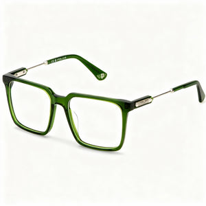 Police VPLN28 Green Rectangle Eyeglasses for Men, Acetate frame