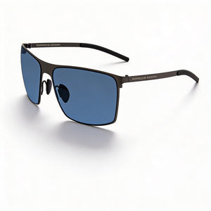 Porsche Design Modern Rectangle Sunglasses for Men — front view, Gray frame