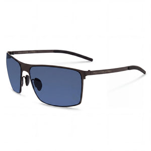 Porsche Design Modern Gray Rectangle Sunglasses for Men, Blue lens