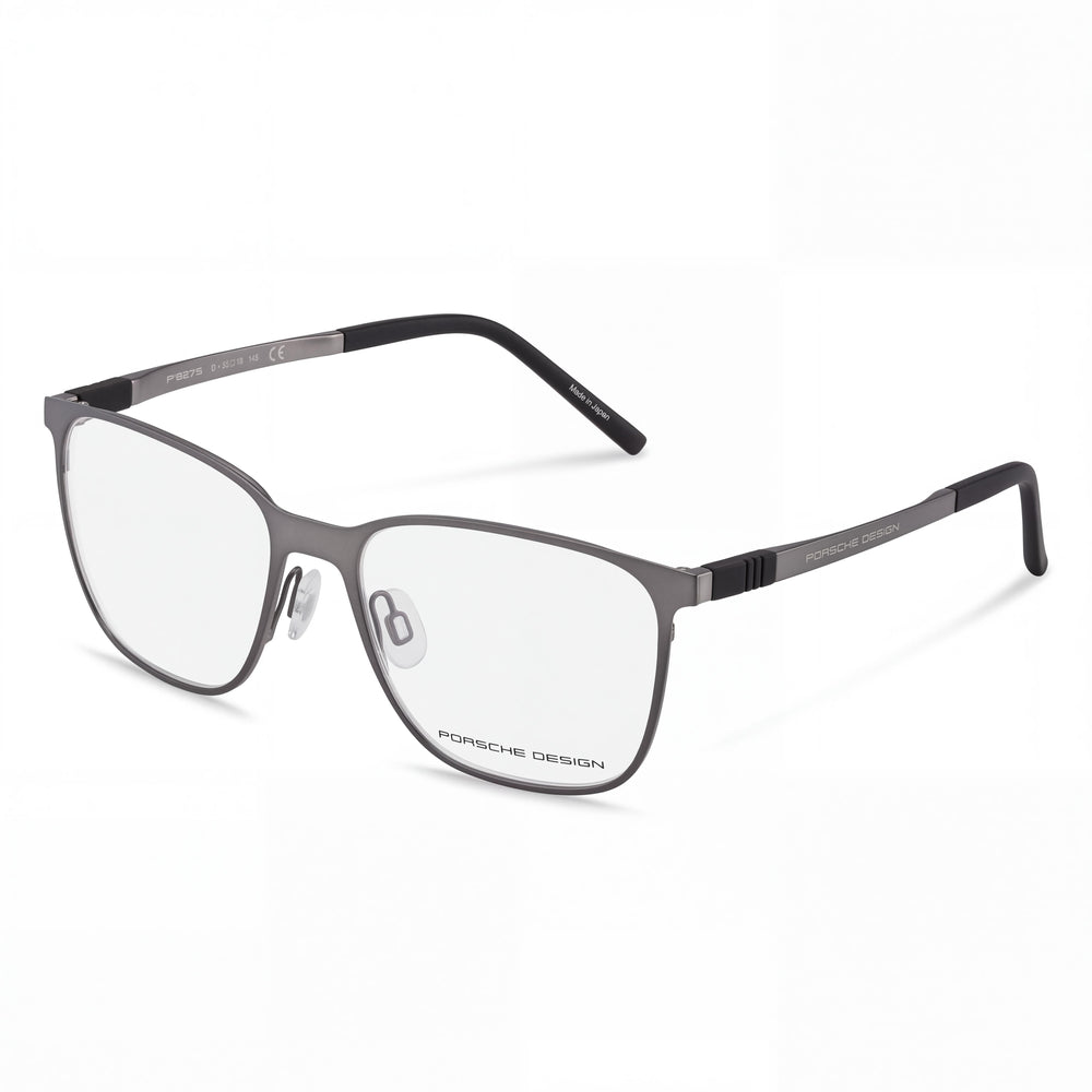 Porsche P8275 Grey Black Rectangle Eyeglasses Unisex, Stainless Steel frame