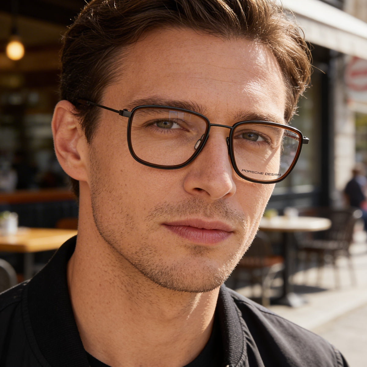 Porsche P8365 Grey Brown Square Eyeglasses for Men, Acetate 53mm, Photo 4