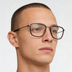 Porsche P8365 Square Eyeglasses Men — side view, Black Acetate temples