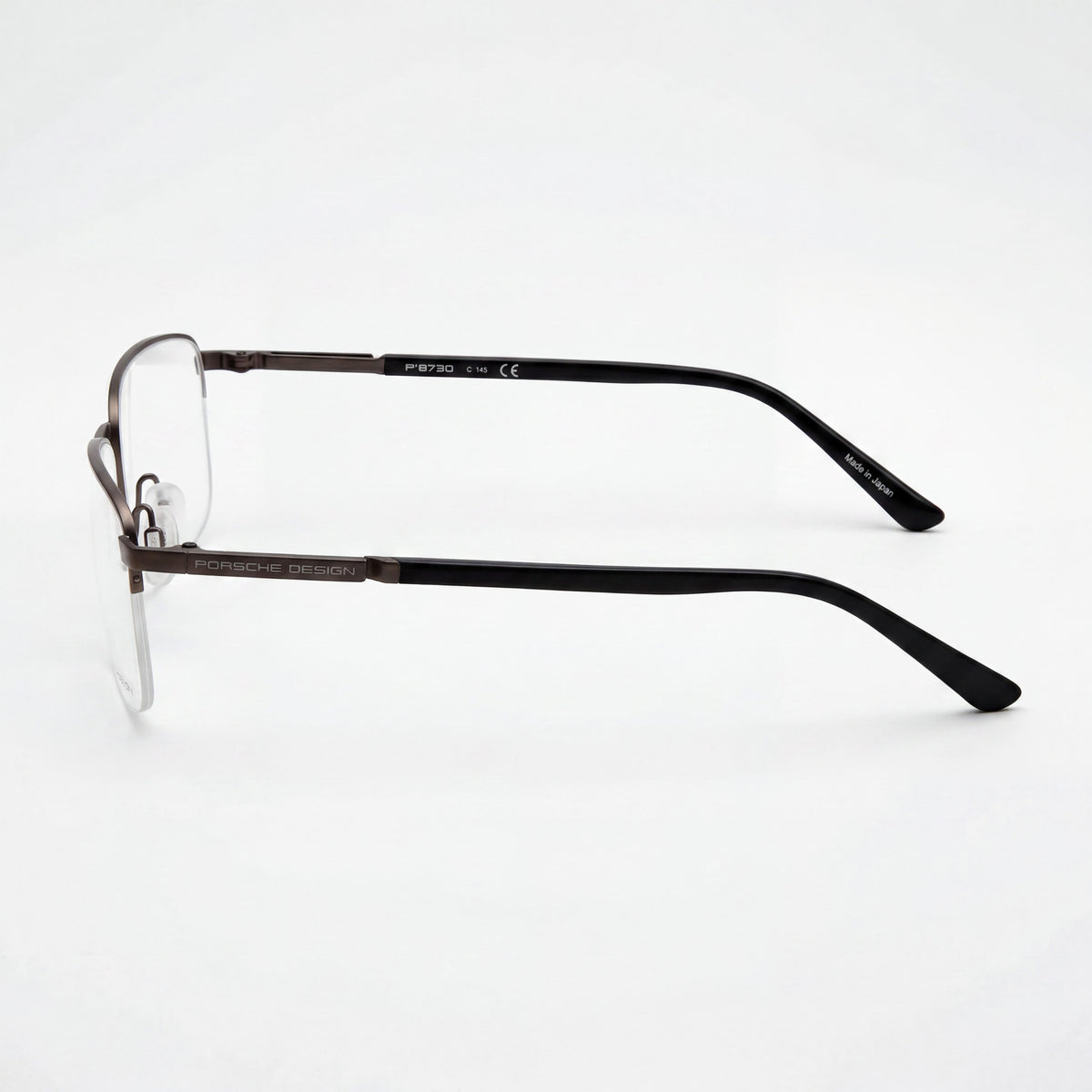 Porsche P8730 Brown, Black Rectangle Eyeglasses for Men, Titanium 56mm, Photo 2