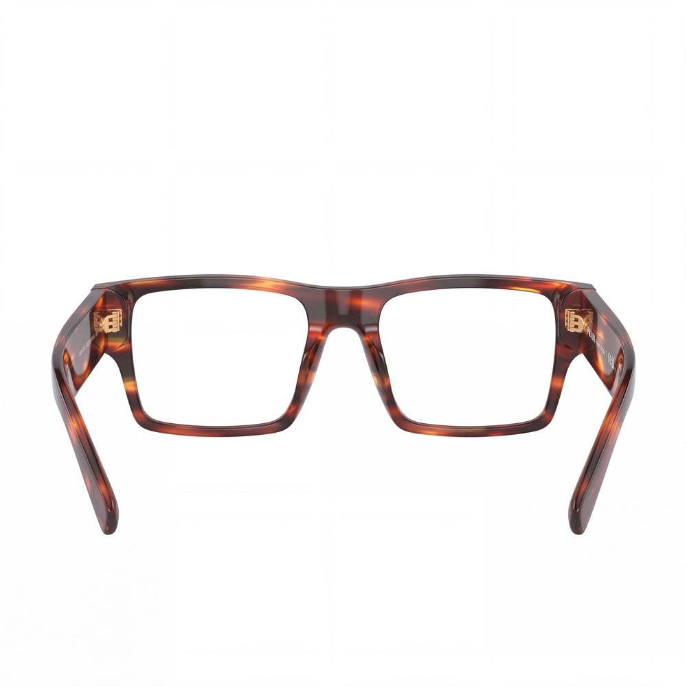 Prada 0PR A08V Rectangle Eyeglasses Men — side view, Havana temples